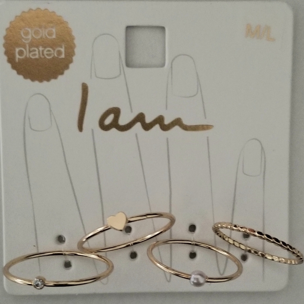 4 PCS GOLD PLATED STACKABLE LAYER DAINTY THIN RING